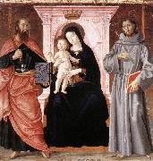 ANTONIAZZO ROMANO Madonna Enthroned with the Infant Christ and Saints jj oil painting on canvas